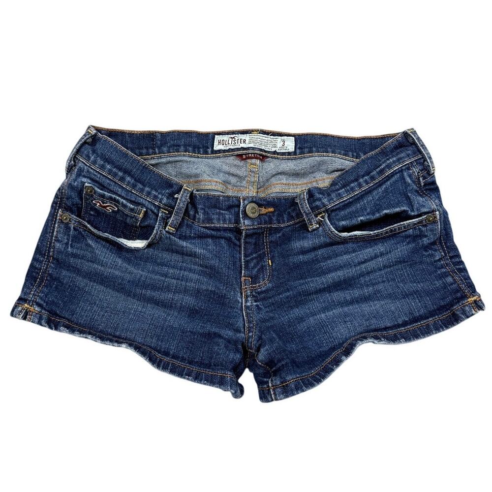 2000s Hollister Womens Size 3 Blue Denim Low Waist Shorts Y2K